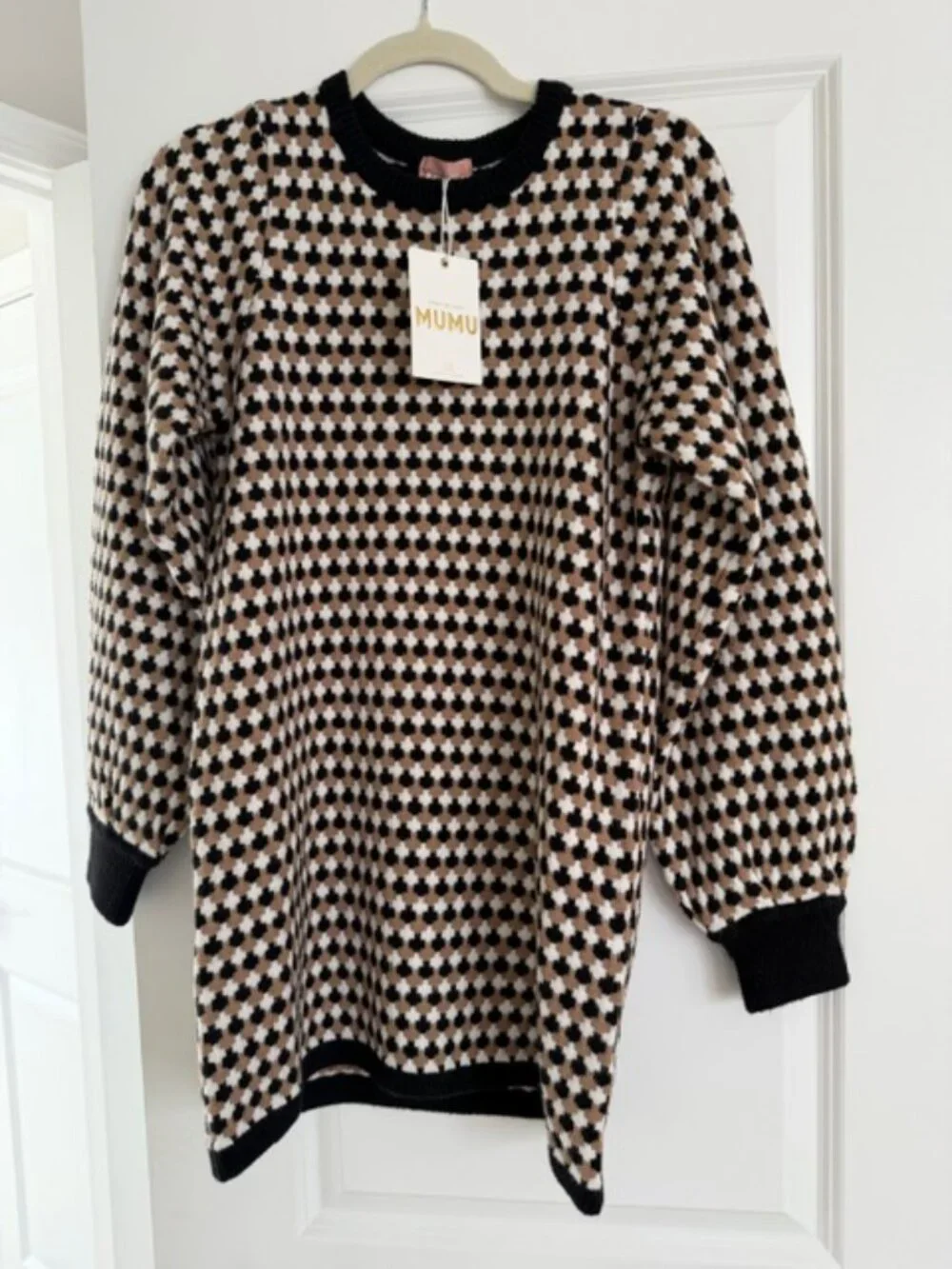 Show Me Your Mumu Knit Sweater Dress Geometric Print NWT Cozy Fall - Picture 3 of 3